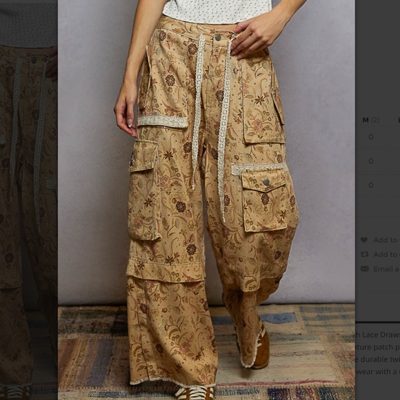 POL Drawstring Star Patch Contrast Wide Leg Pants